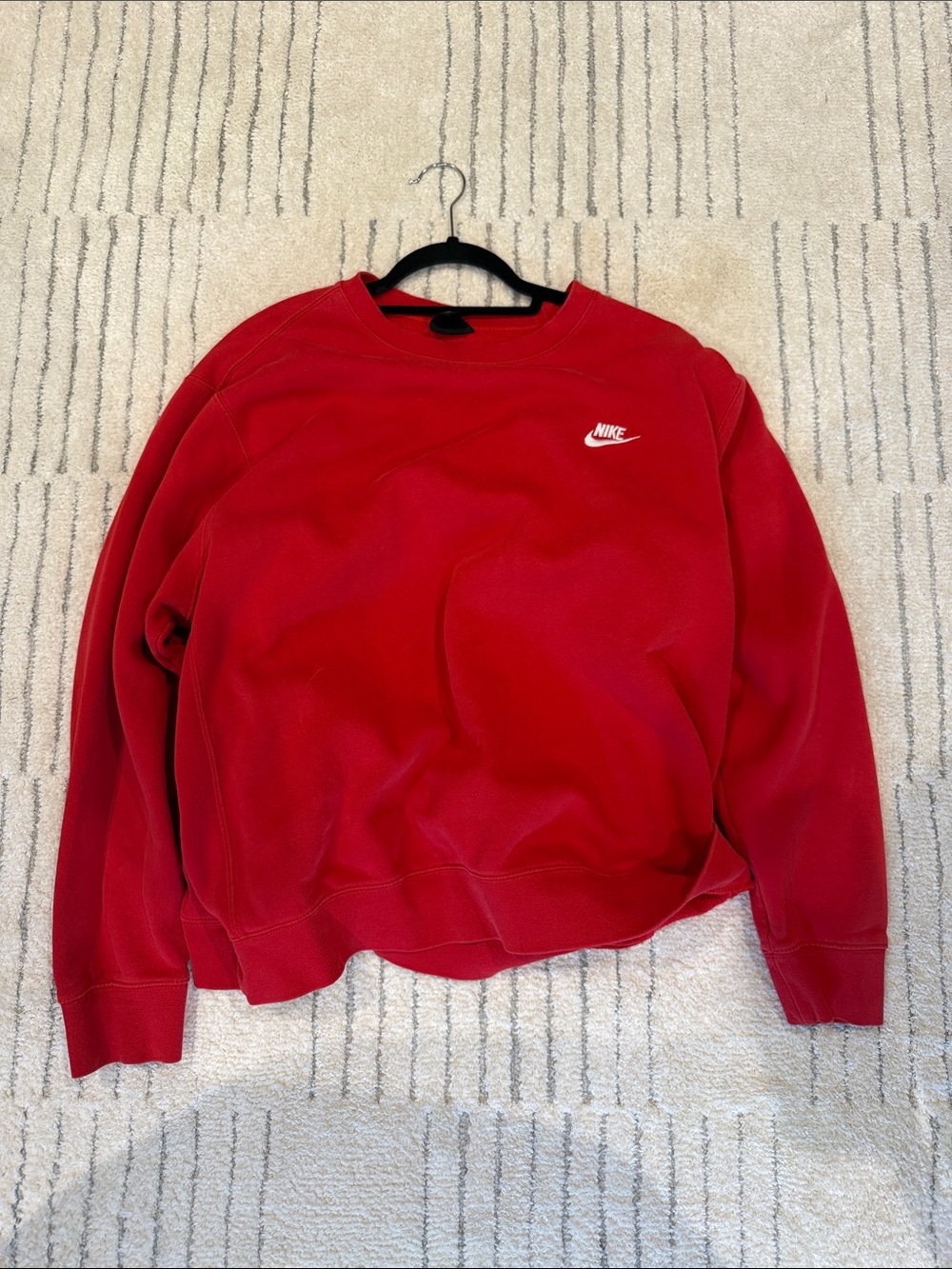 Nike Men's Red Crewneck Sweatshirt with White Logo